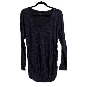 Heather Navy Motherhood Maternity Ruched Long Sleeve Top Size Large